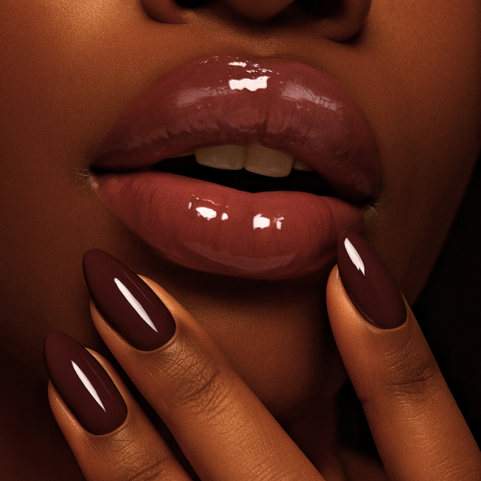 bouche femme noire lip gloss marron rose 50 Mwasi vertuous beauty